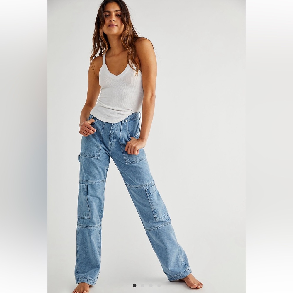 Free People Ragged Priest Combat Cargo Jean